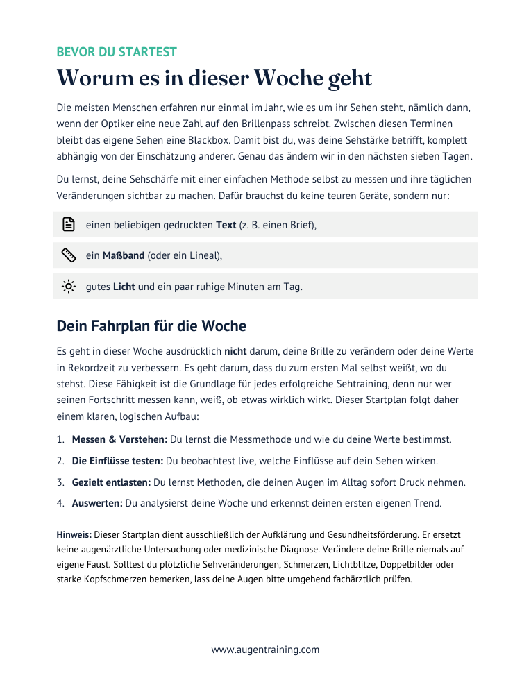 Vorschau der Wochenübersicht im PDF