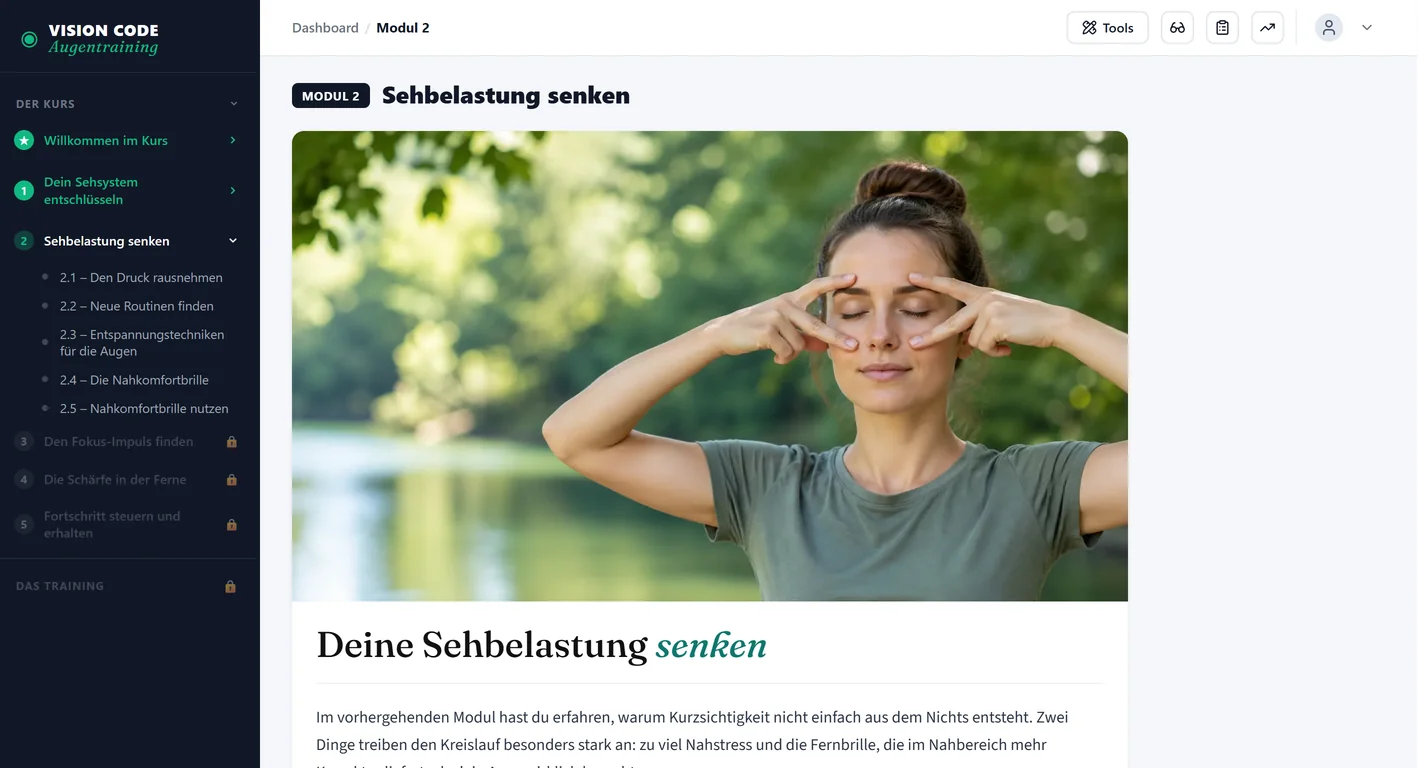 Eine Lektion im Augentraining Kurs